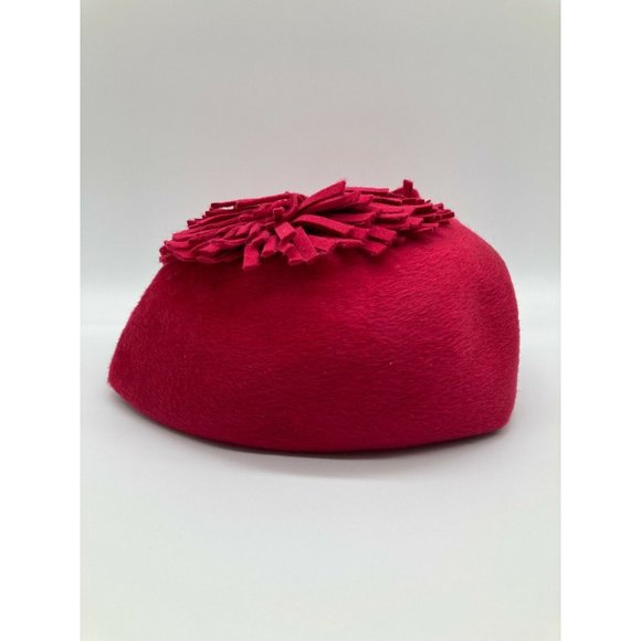 Vintage Marche' Exclusive Women's  Fuschia Pink Felt Tassels Brigitte Hat - Picture 2 of 4